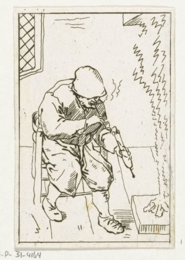 Man Lighting His Pipe