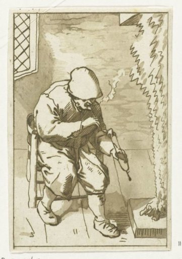 Man Lighting His Pipe