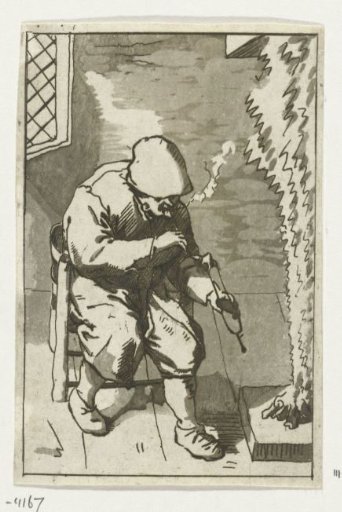 Man Lighting His Pipe