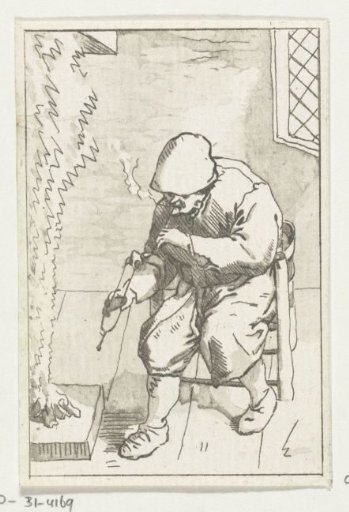 Man Lighting His Pipe