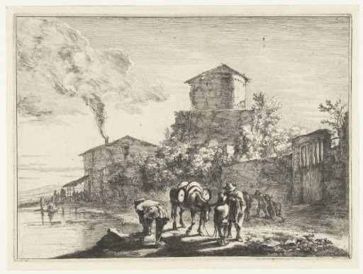 Men and a Mule at the Via Appia