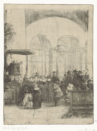 Church interior with churchgoers