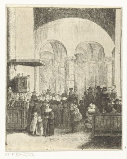 Church interior with churchgoers