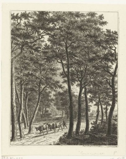 Forest Landscape with a Shepherd and Three Cows