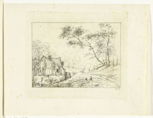 Watermill, two birches on the right
