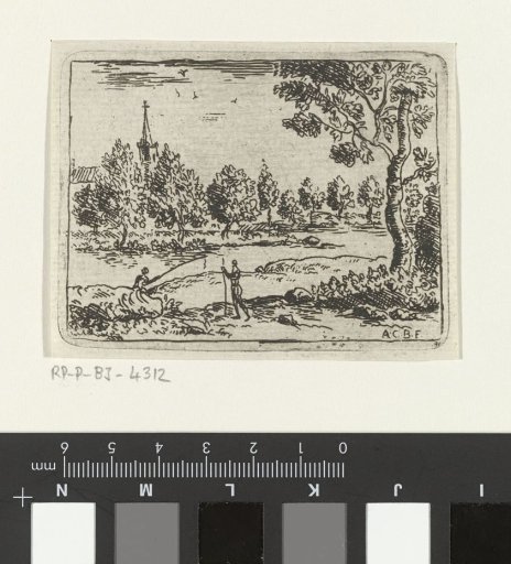 Landscape with church and fisherman
