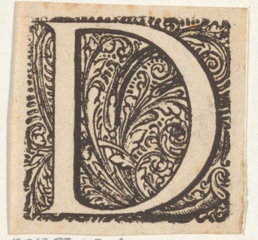 Letter D in an ornamental frame