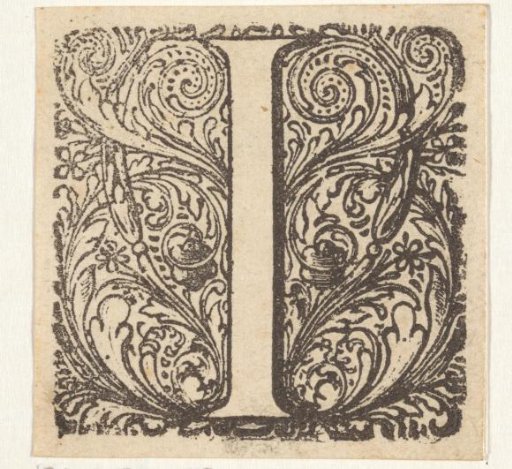Letter I in an ornamental frame