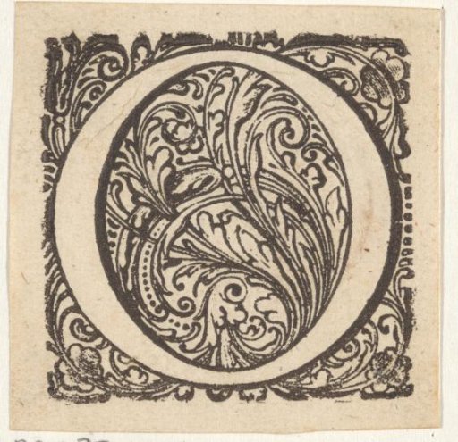 Letter O in an ornamental frame