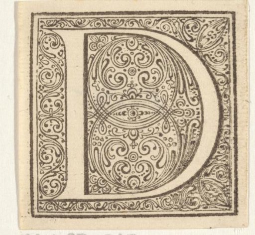 Letter D in an ornamental frame