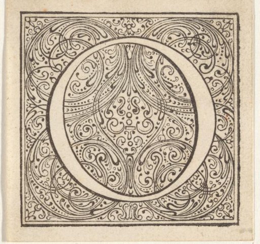 Letter O in an ornamental frame