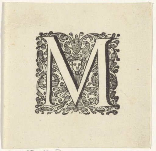 Letter M in a frame with a face