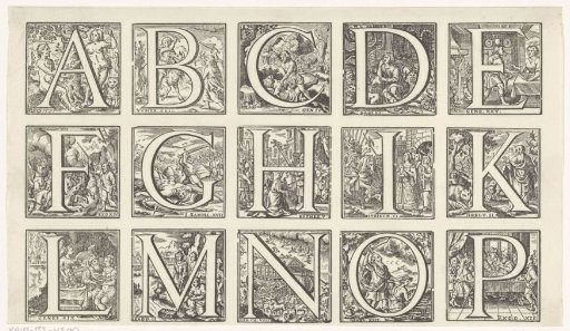 Alphabet in a Frame with Scenes from the Old Testament
