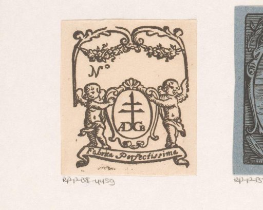Vignette with a monogram and two putti