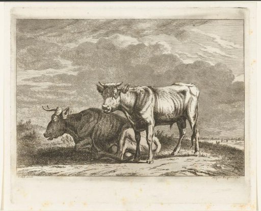 A Cow and a Calf in a Meadow