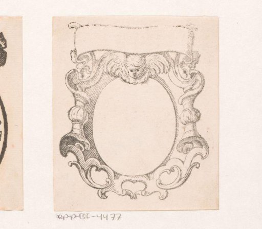 Vignette with an ornamental oval with a cherub