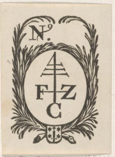 Trade label with a trade mark and the coat of arms of the city of Haarlem