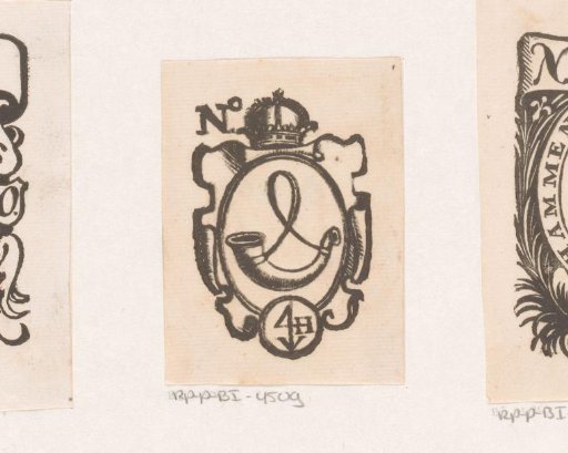 Vignette with a horn, a crown and a monogram