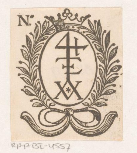 Vignette with a monogram and a crown