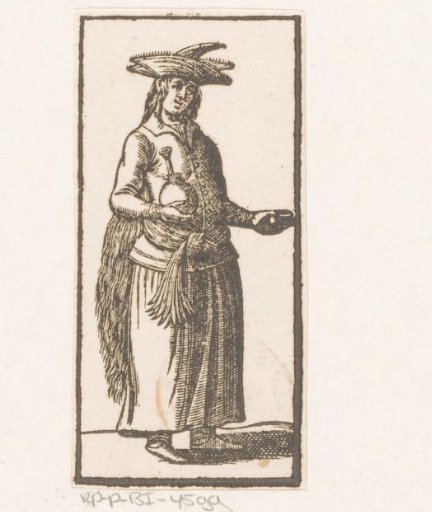 Standing figure with a hat and a jug