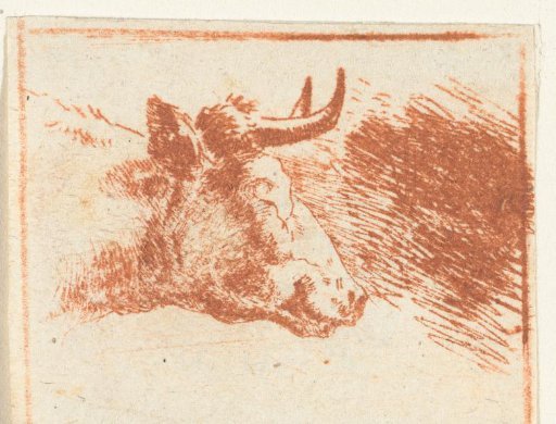 Head of a cow to the right