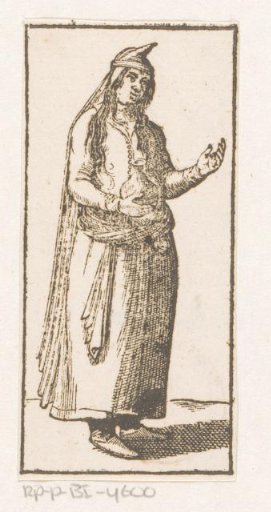 Standing figure with a cap and a jug