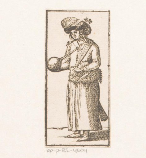 Standing man with a turban and an instrument in his hand
