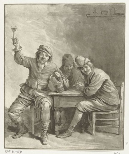 Three men smoking and drinking at a table