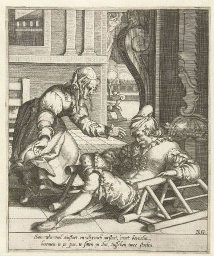 Man falls between two chairs