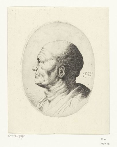 Bust of an old man with a bald head
