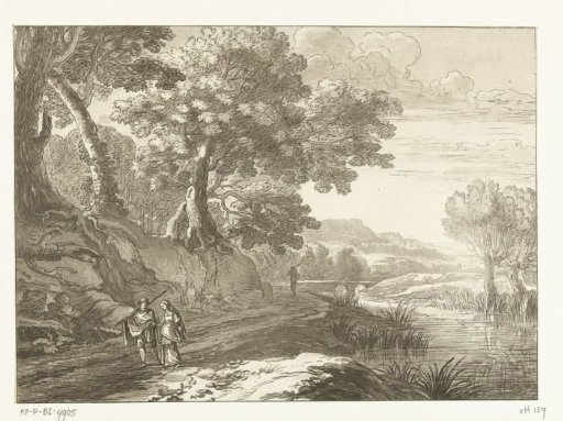 Italianate landscape with three walkers