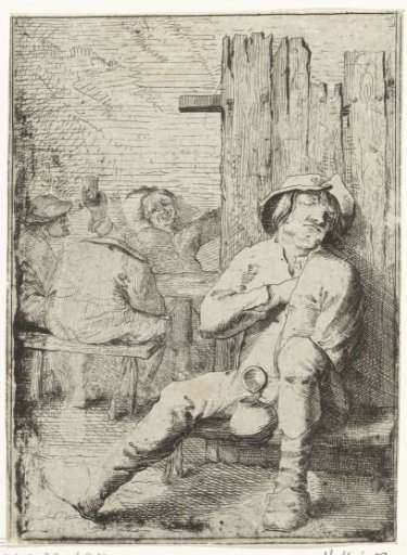 Sleeping Peasant, Sitting on a Bench