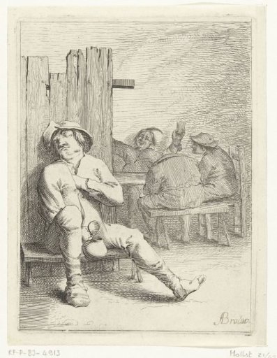Sleeping Peasant, Sitting on a Bench