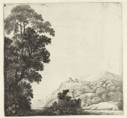 Landscape with a ruin on a hill