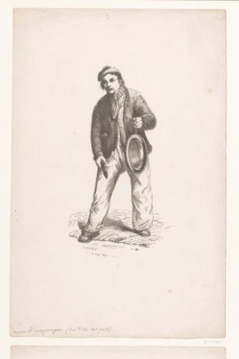 Man calling with a gong