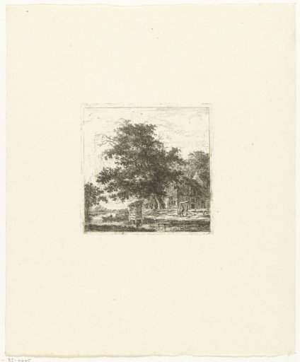 Landscape with a house and a fisherman in a boat