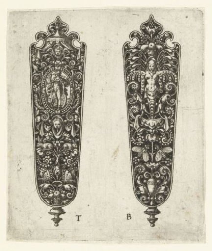 Two ear bands with grotesques