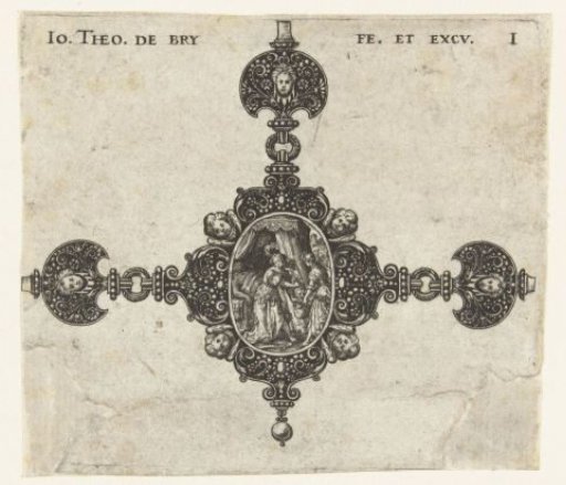 Connecting piece with Judith putting the head of Holofernes into a sack in the oval