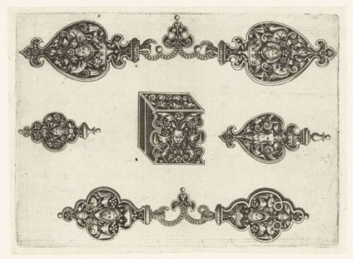 Closures with a hook, decorated with grotesques