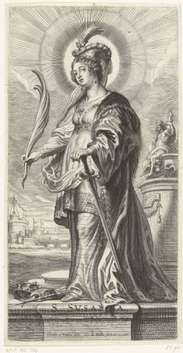 Saint Susanna of Rome with sword and crown
