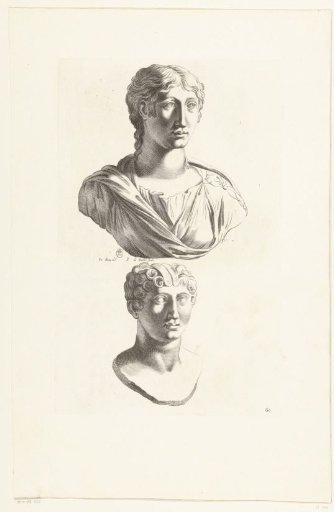 Two heads as fragments of statues