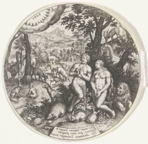 God speaks with Adam and Eve in Paradise