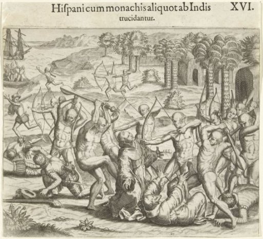 Spanish soldiers and monks are murdered