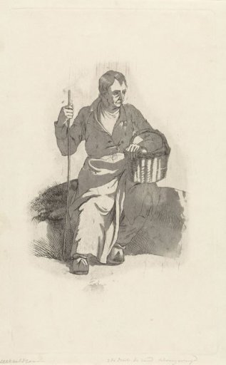 Seated man with a basket