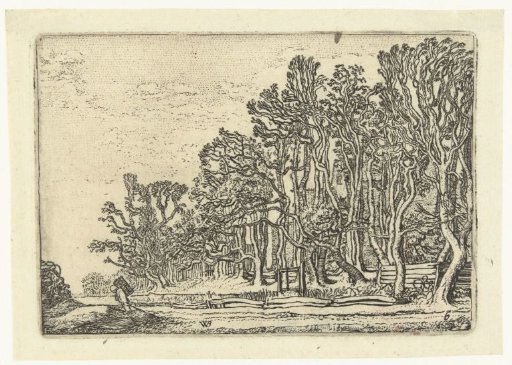 Landscape with farm between trees