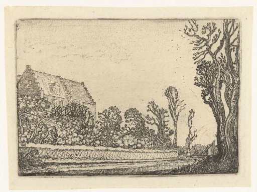 Landscape with country house surrounded by canal