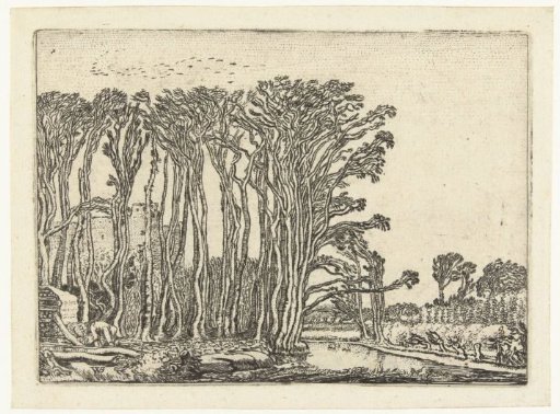 Landscape with bare trees by a water