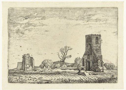Landscape with ruin of the church of Eik and Duinen near The Hague