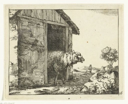 Sheep near a sheepfold