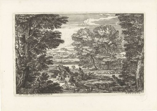 Landscape with two people sitting opposite each other
